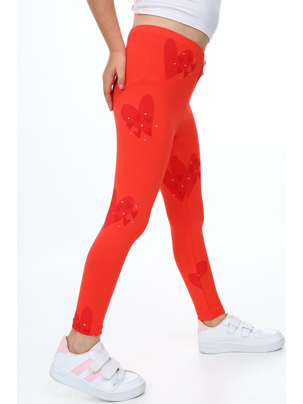 Kırmızı Kız Çocuk Baskılı Tayt-2