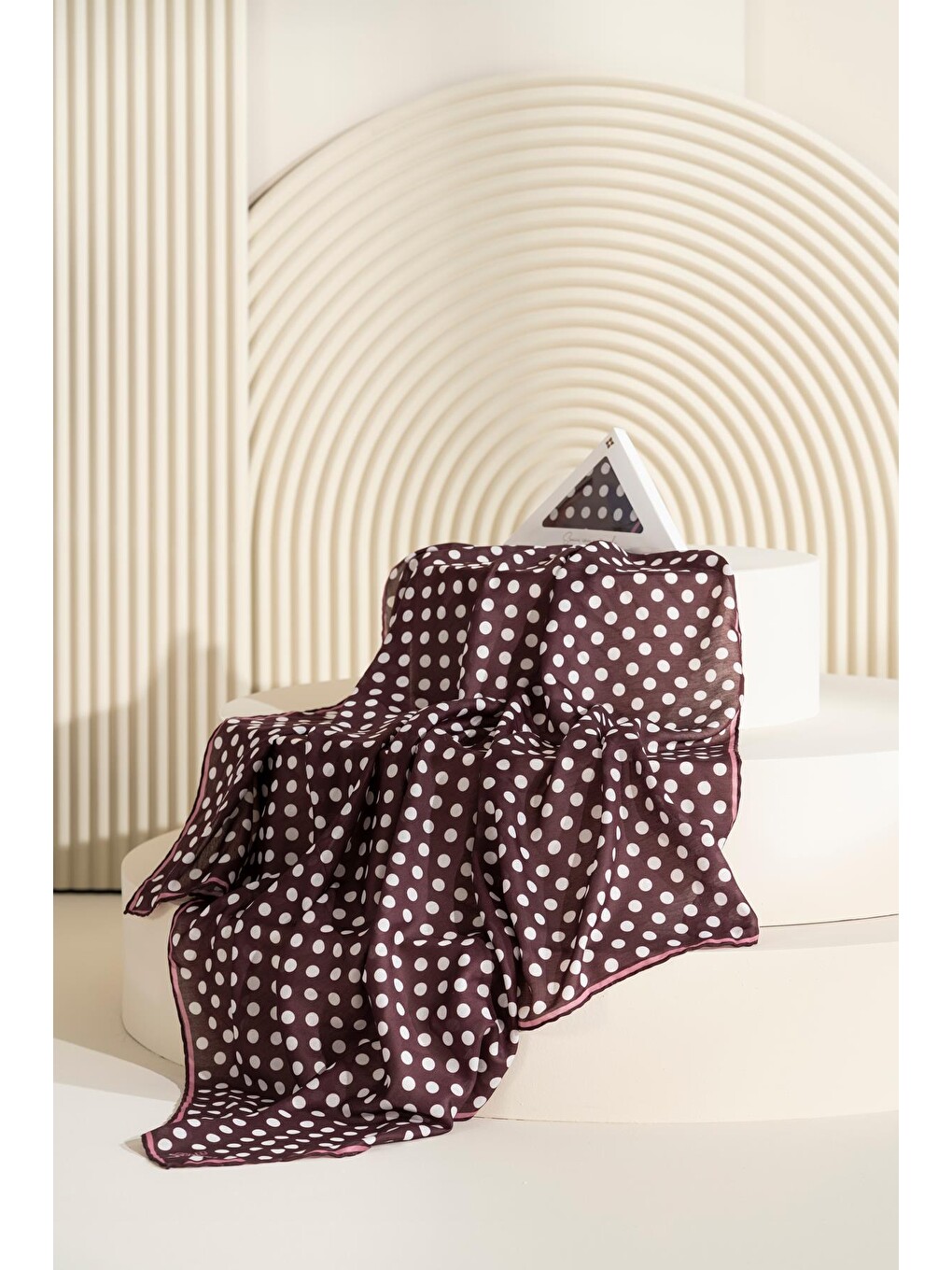 Bordo Puantiye Desen Soft Eşarp-1