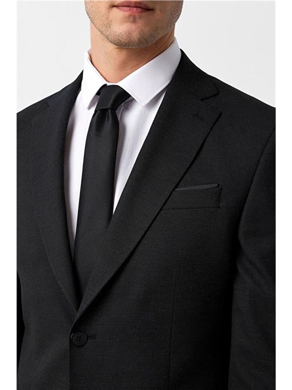 Siyah Slim Desenli Mono Yaka 6 Drop Takım Elbise-3