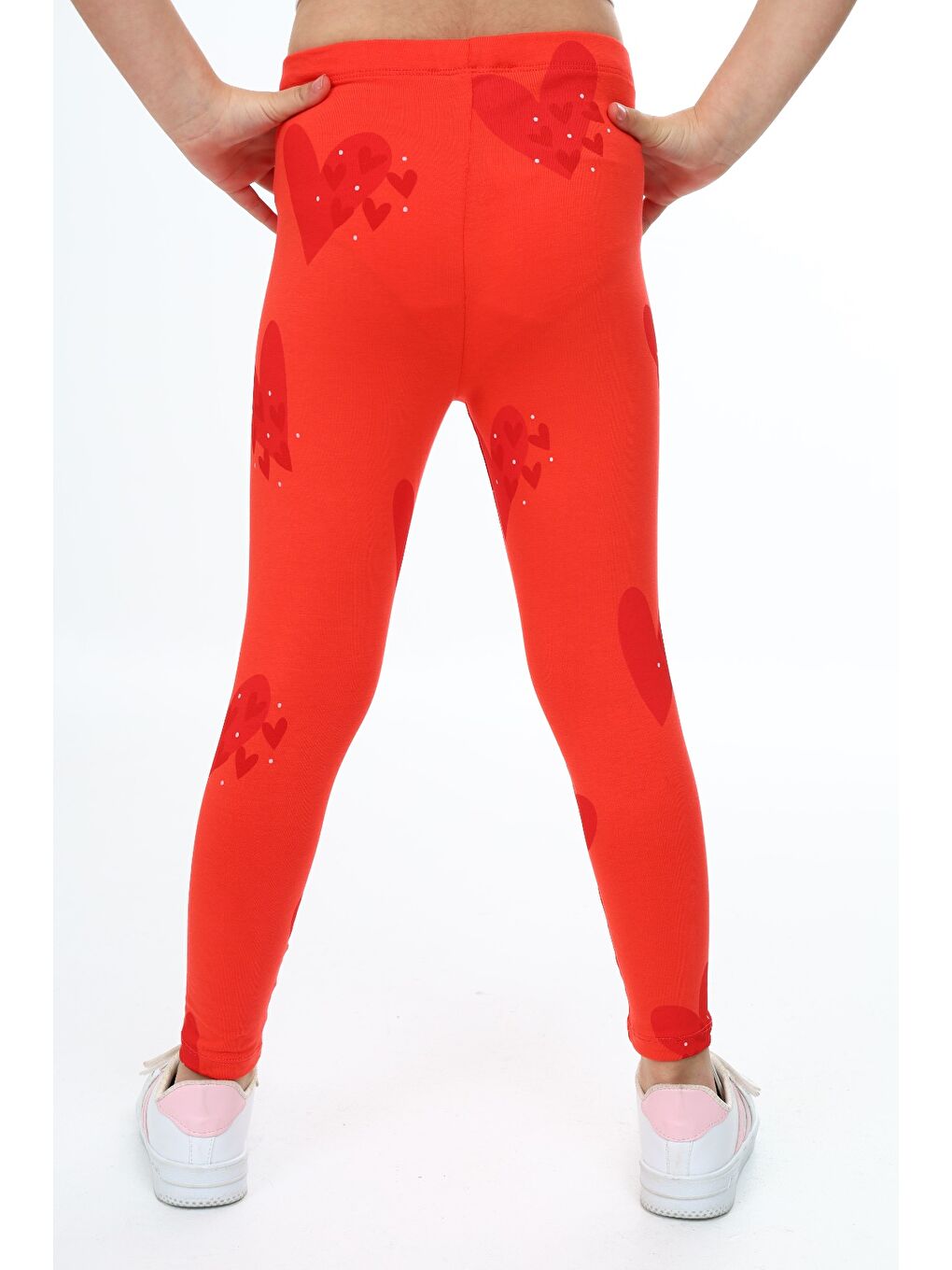 Kırmızı Kız Çocuk Baskılı Tayt-3