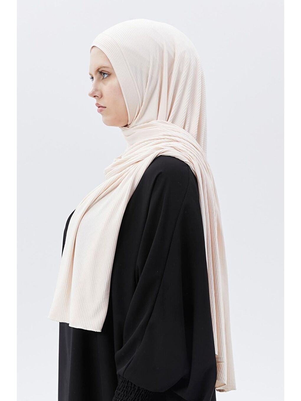 Pembe Hazır Pratik Geçmeli Lüks Organik Çizgili Kaşkorse Şal Çapraz Hizalı-4