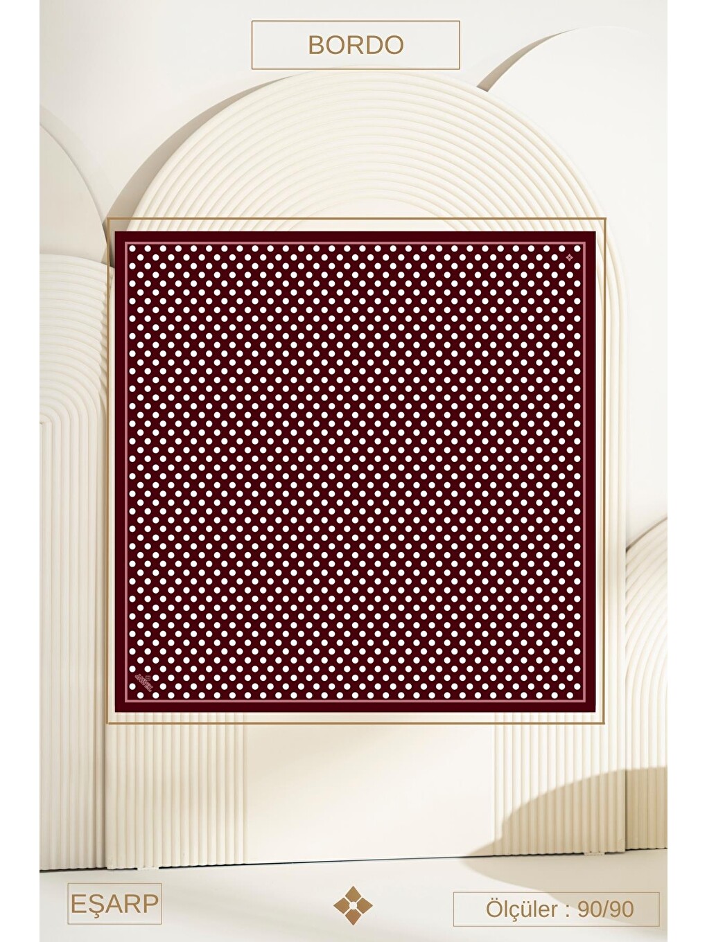 Bordo Puantiye Desen Soft Eşarp-2