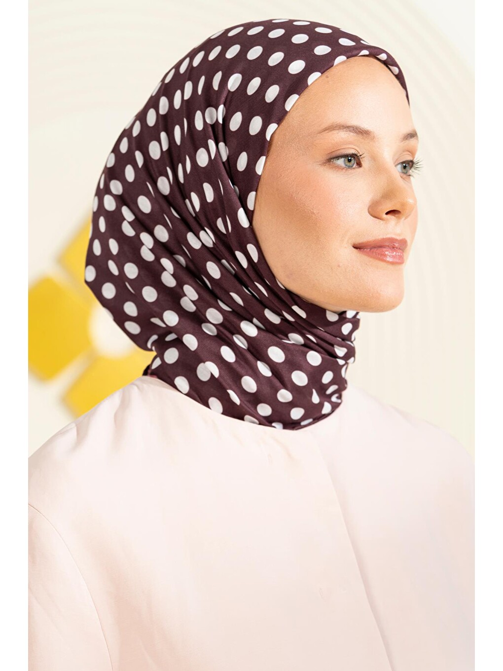 Bordo Puantiye Desen Soft Eşarp-3