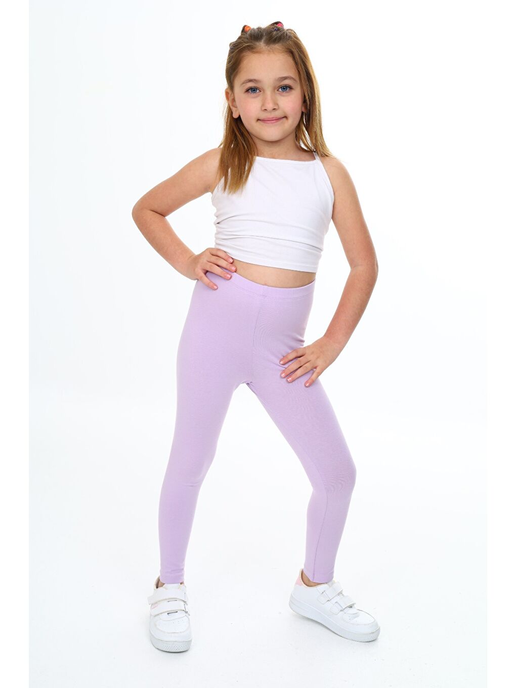 Lila Kız Çocuk Baskılı Tayt