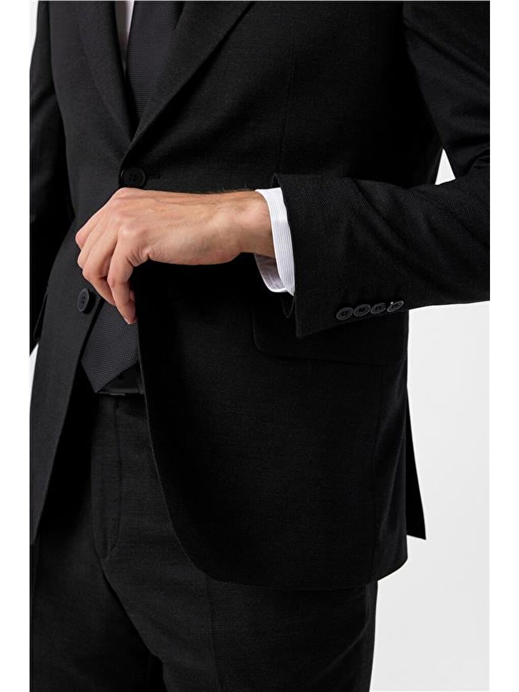 Siyah Slim Desenli Mono Yaka 6 Drop Takım Elbise-5