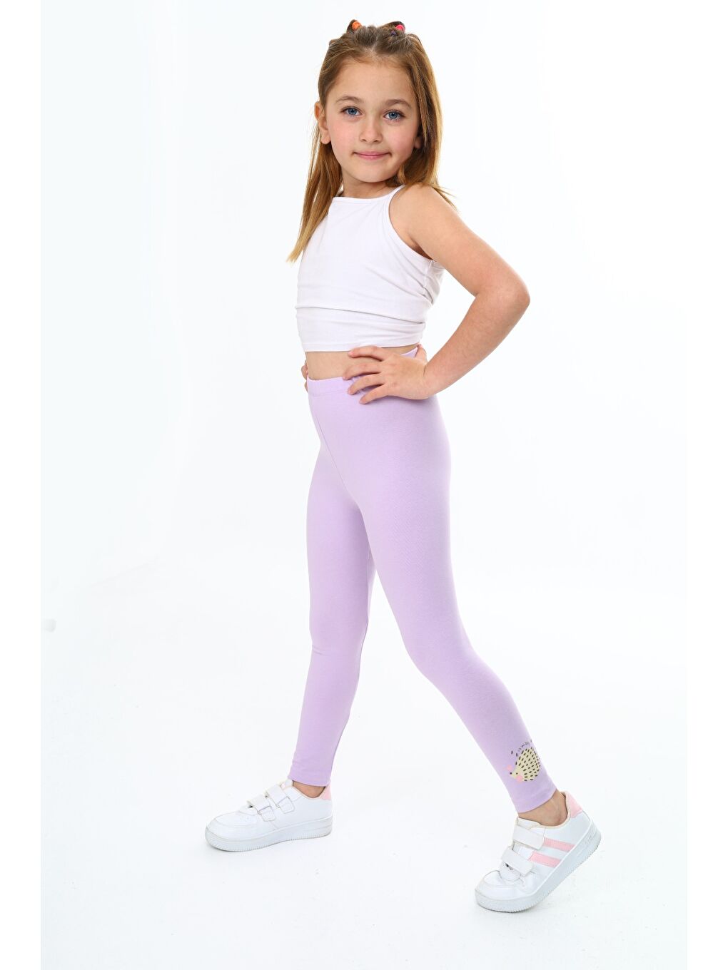 Lila Kız Çocuk Baskılı Tayt-2