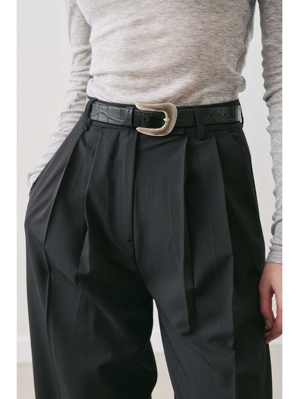 Classıc Pileli Pantolon Siyah-1