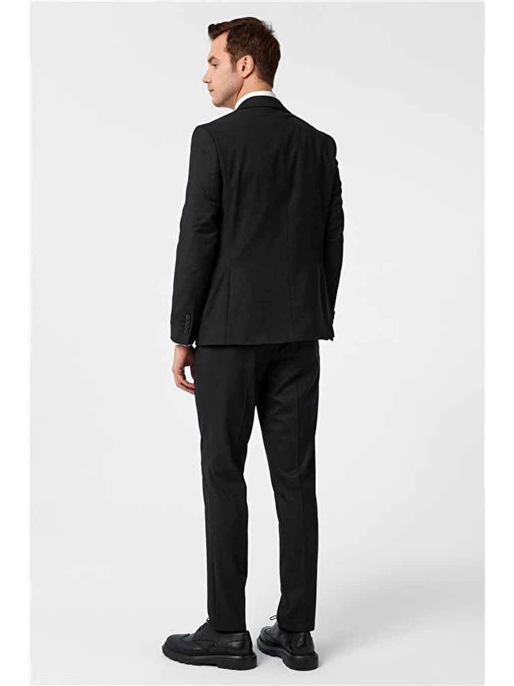 Siyah Slim Desenli Mono Yaka 6 Drop Takım Elbise-6