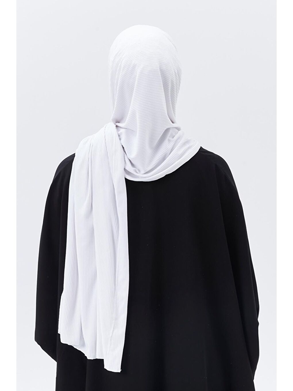 Beyaz Hazır Pratik Geçmeli Lüks Organik Çizgili Kaşkorse Şal Çapraz Hizalı-4