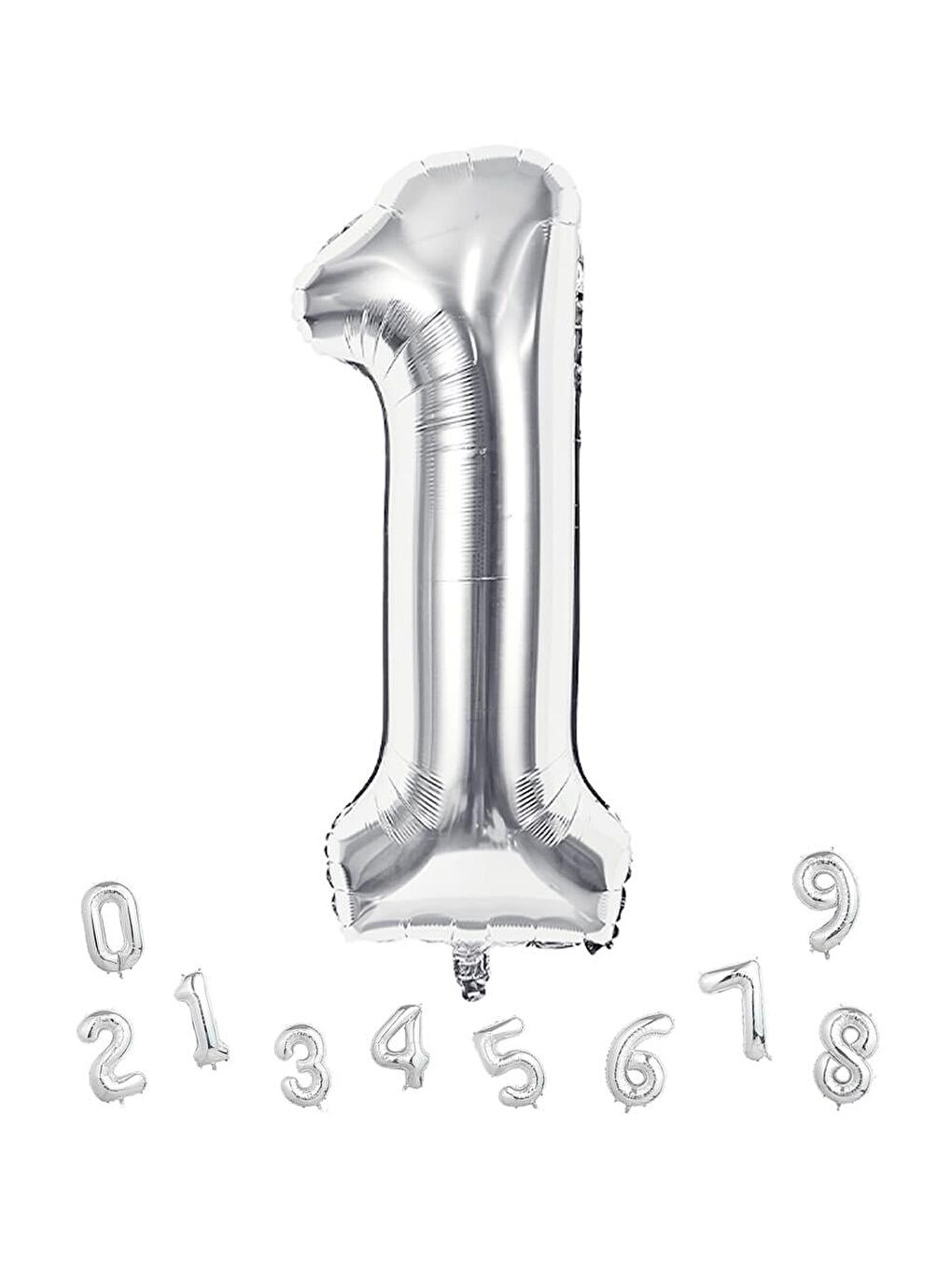 Gri Rakam Folyo Balon 1 Rakam Gümüş 1 Yaş Doğum Günü Parti Balonu 76 cm-1