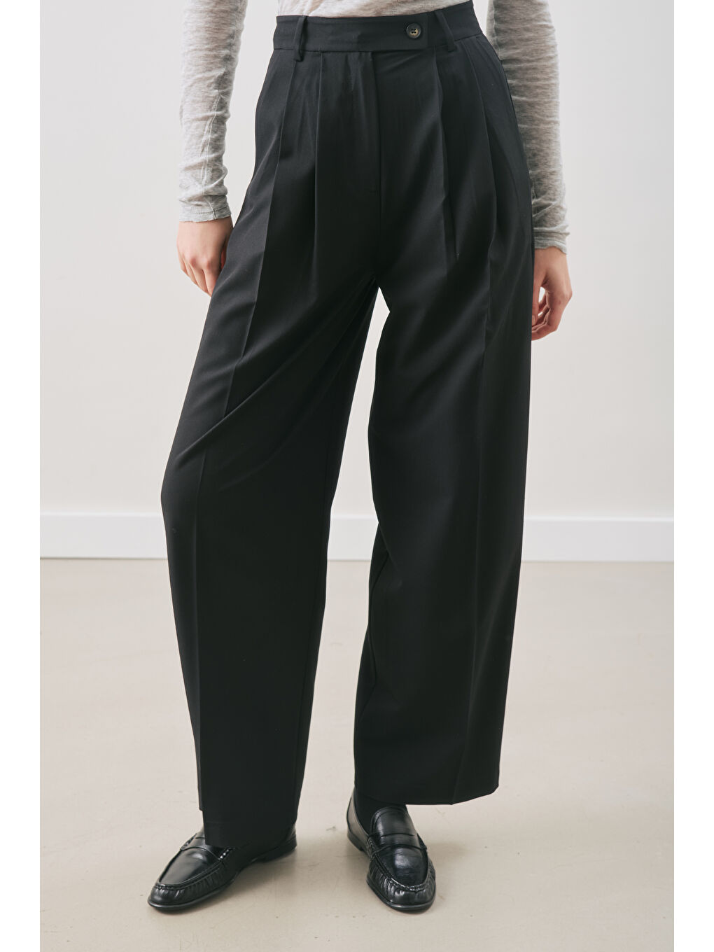 Classıc Pileli Pantolon Siyah-4