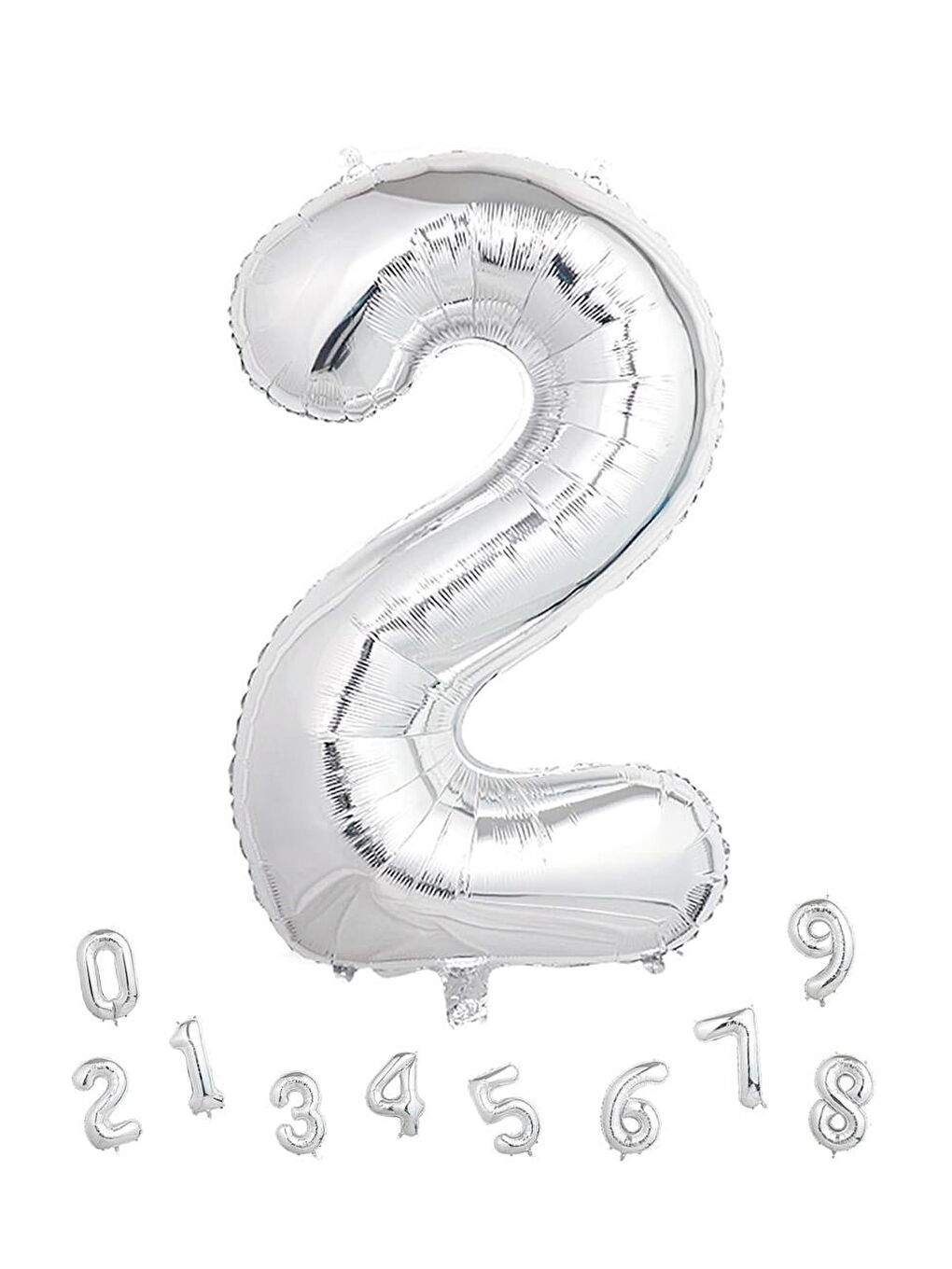 Gri Rakam Folyo Balon Doğum Günü Parti Balonu 2 Gümüş Renk 76 cm-1