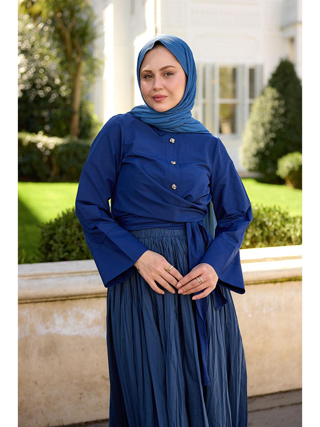 Kadın Önden Bağlamalı Gömlek Lacivert-1