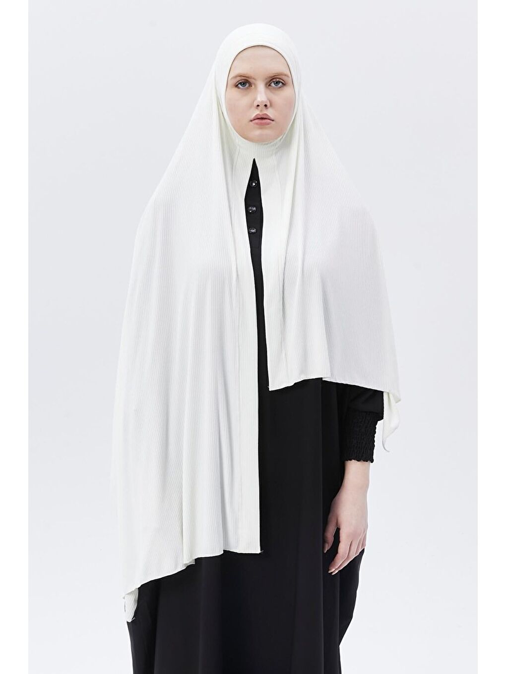Ekru Hazır Pratik Geçmeli Lüks Organik Çizgili Kaşkorse Şal Çapraz Hizalı-1