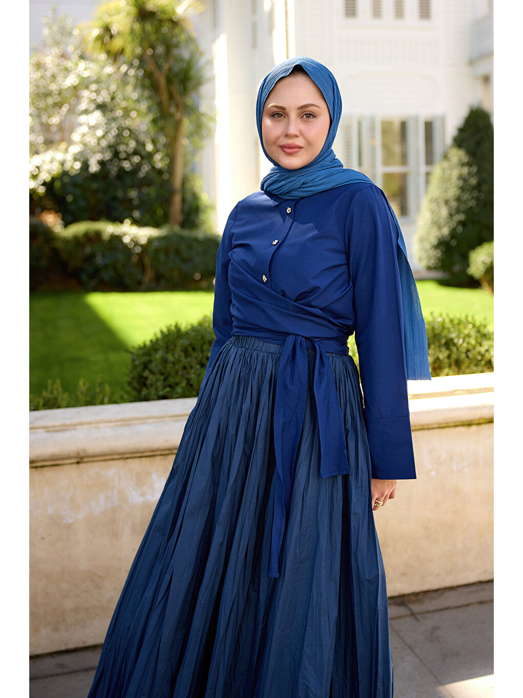 Kadın Önden Bağlamalı Gömlek Lacivert-2