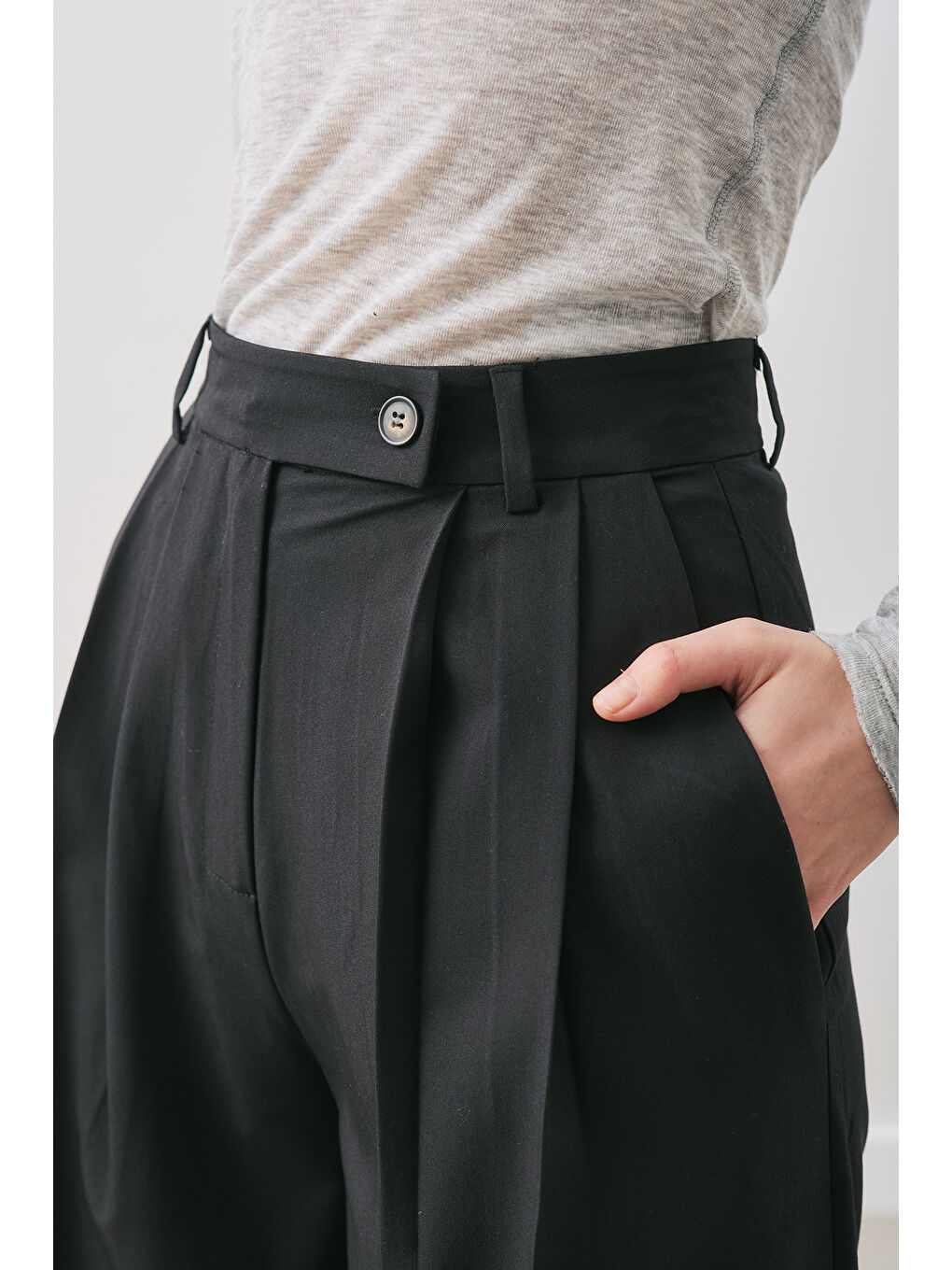 Classıc Pileli Pantolon Siyah-6