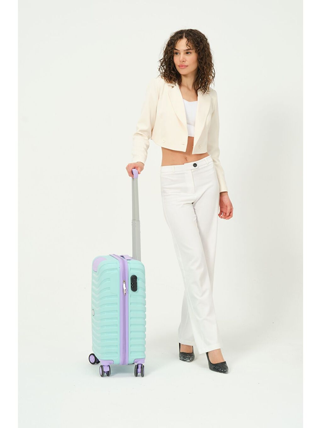 Kabin Boy Turkuaz-Lila PP Valiz-2