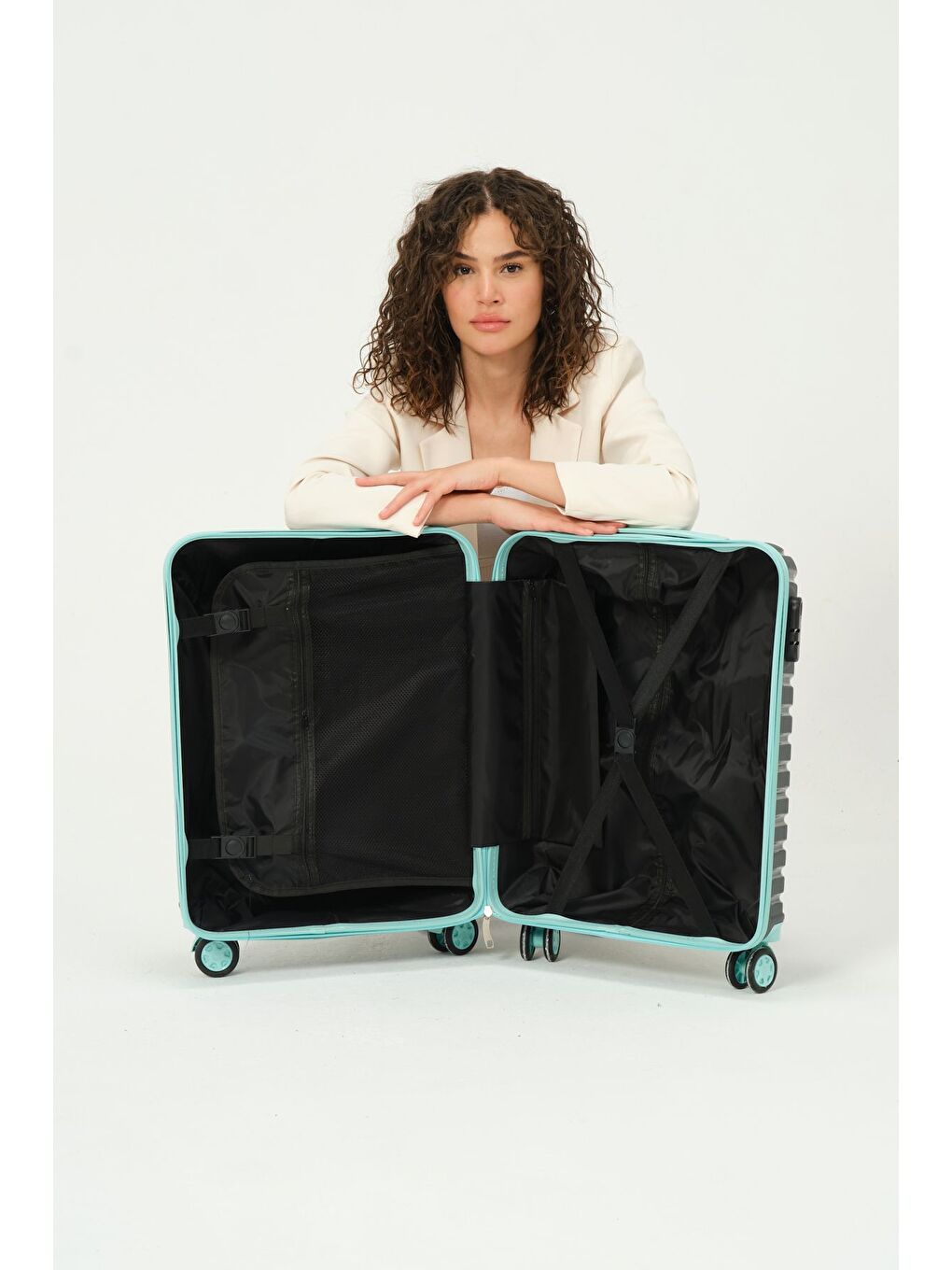Kabin Boy Turkuaz-Lila PP Valiz-5