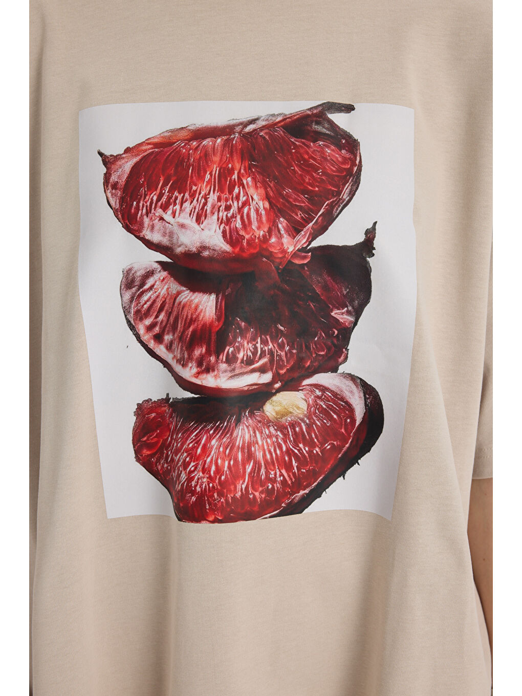 Bej Pomelo Oversize Taş T-Shirt-6