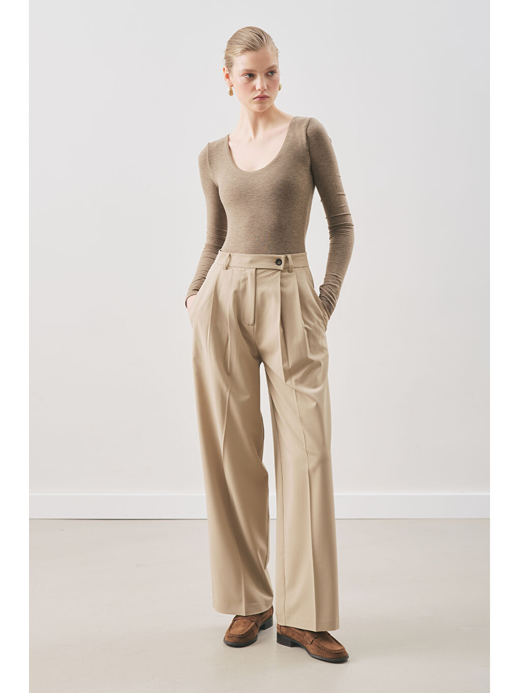 Yeşil Classıc Pileli Pantolon Çağla-2