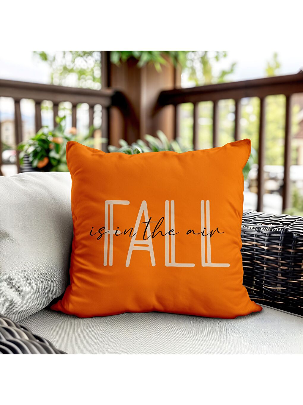 Karışık Çift Taraf Baskılı Kadife Doku Sonbahar Ve Kabak Desenli Kırlent Kılıfı