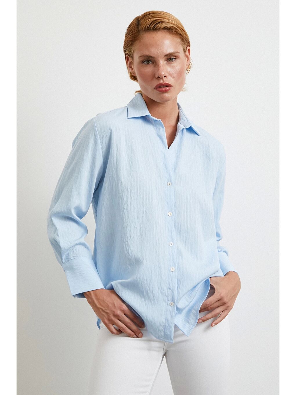 Paralel Çizgili Gömlek Mavi-1