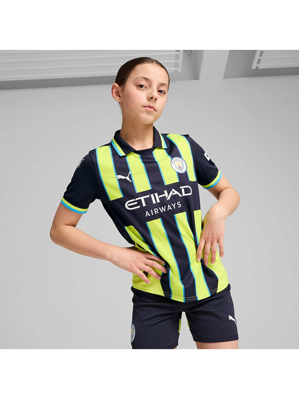 Lacivert Manchester City 24/25 Genç Deplasman Forması-6