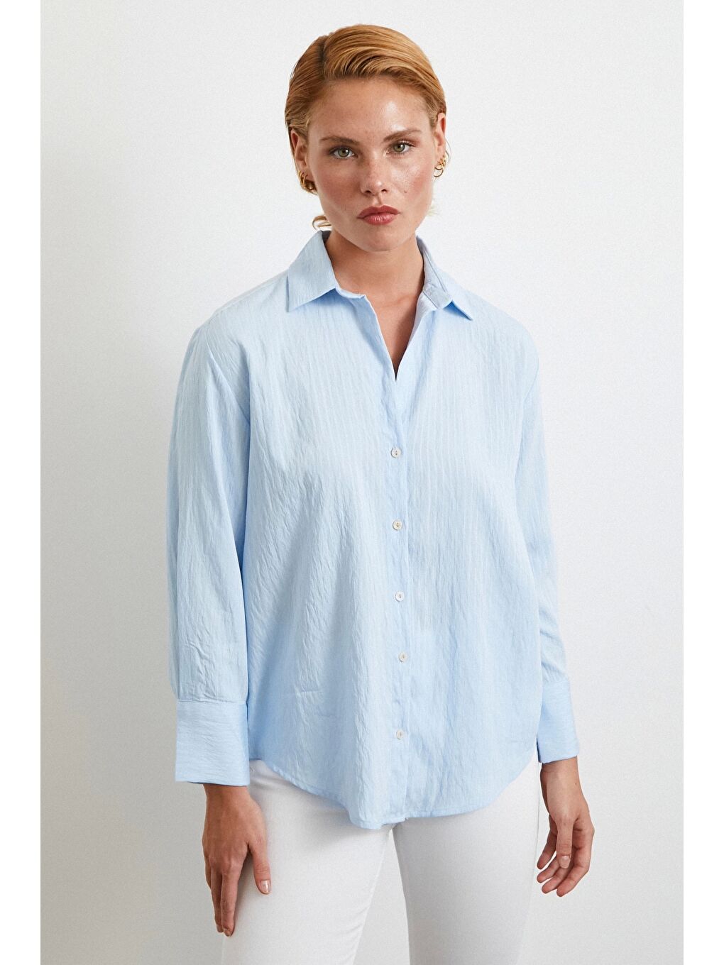 Paralel Çizgili Gömlek Mavi-2