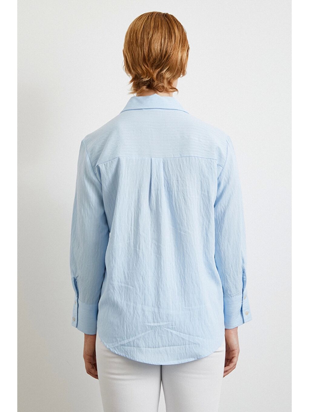 Paralel Çizgili Gömlek Mavi-5