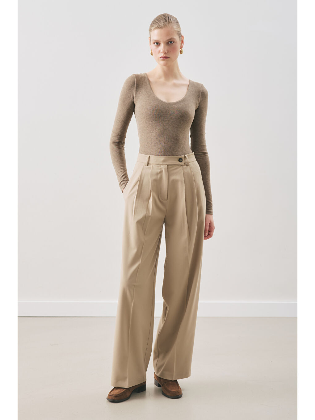 Yeşil Classıc Pileli Pantolon Çağla-3