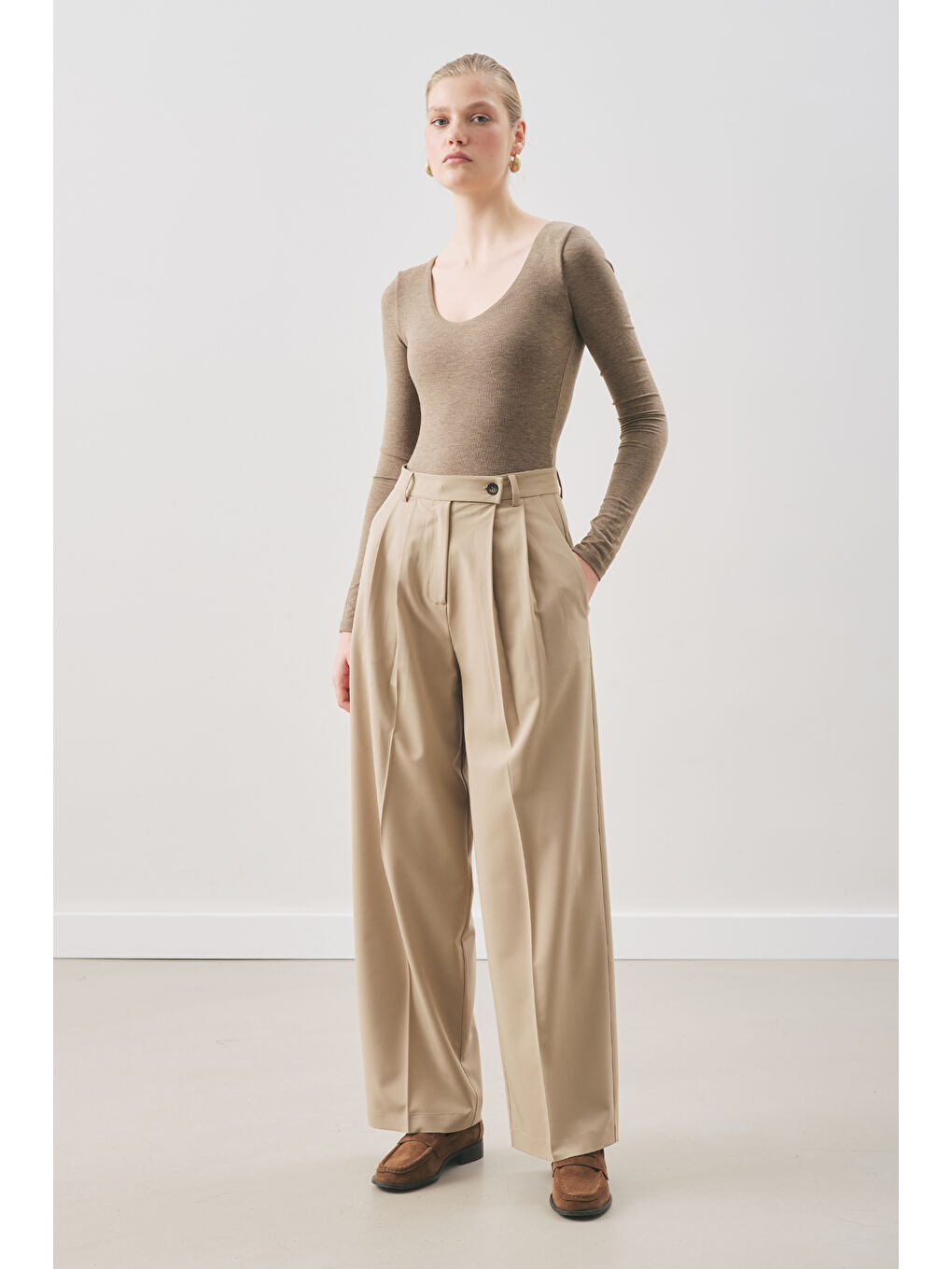 Yeşil Classıc Pileli Pantolon Çağla-4