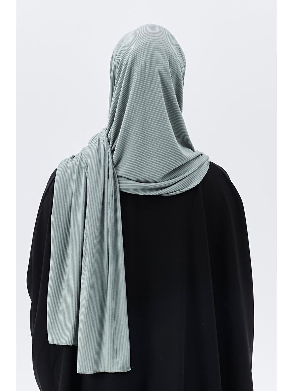 Turkuaz Hazır Pratik Geçmeli Lüks Organik Çizgili Kaşkorse Şal Çapraz Hizalı-5
