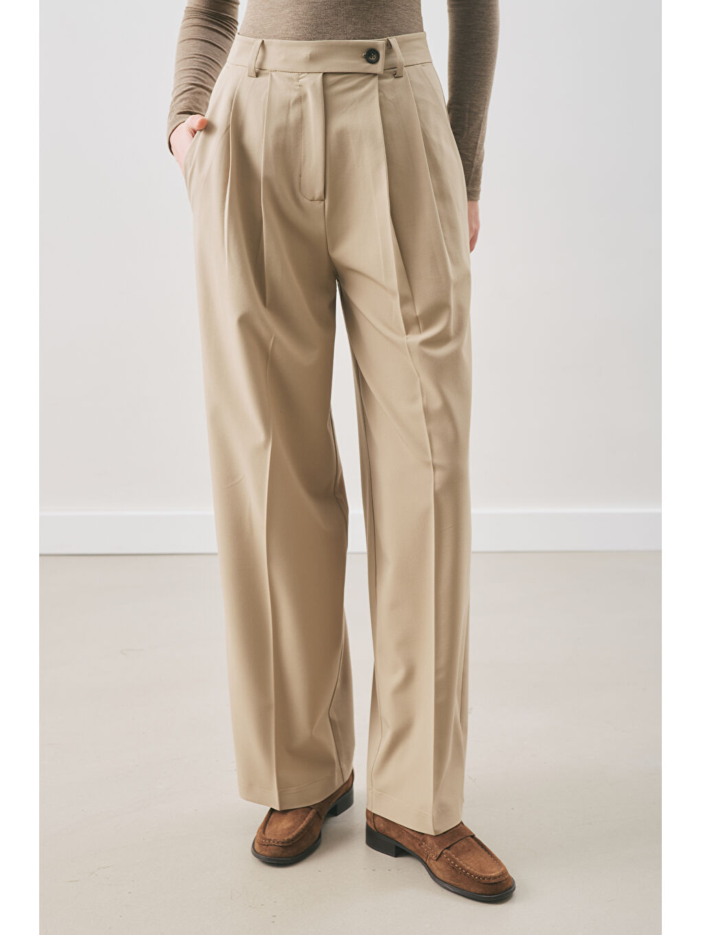 Yeşil Classıc Pileli Pantolon Çağla-5