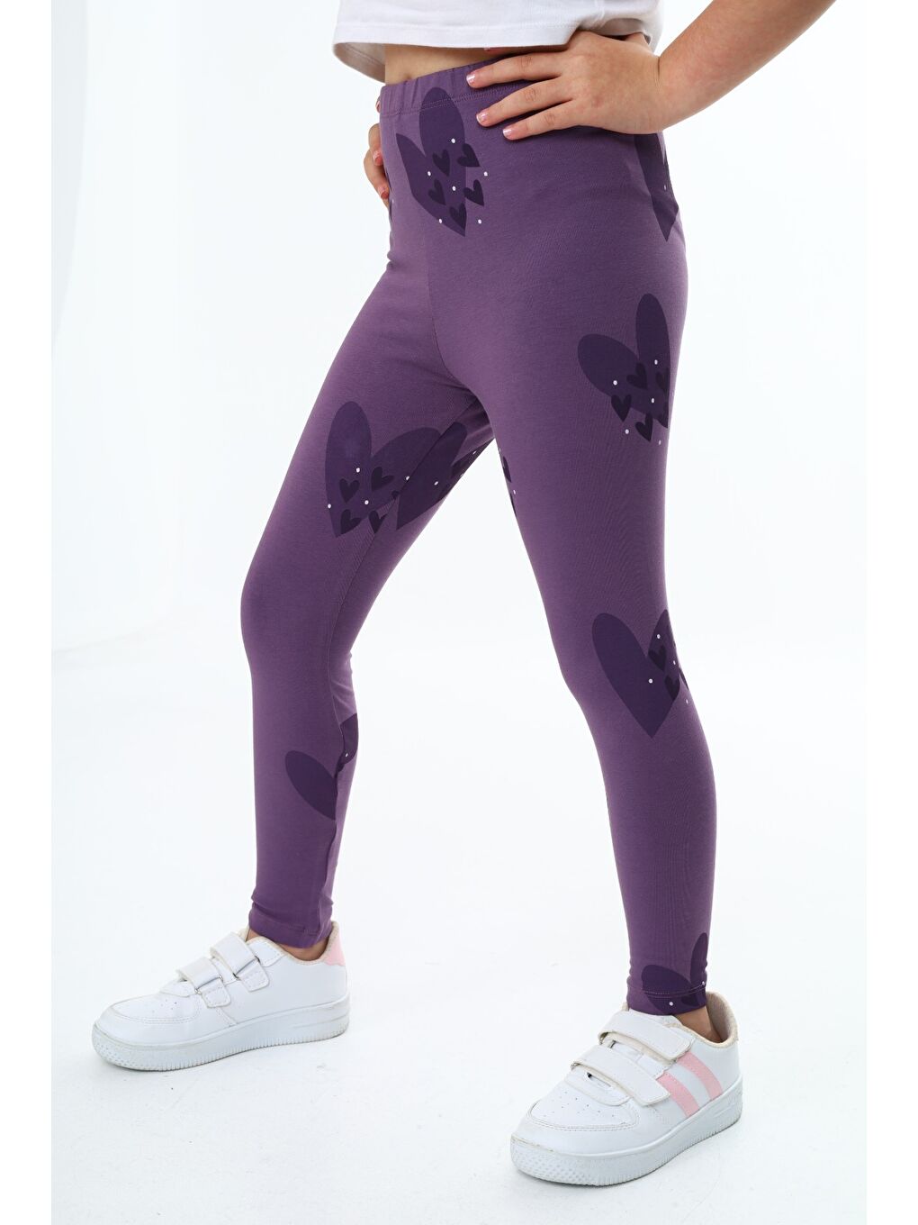 Mor Kız Çocuk Baskılı Tayt