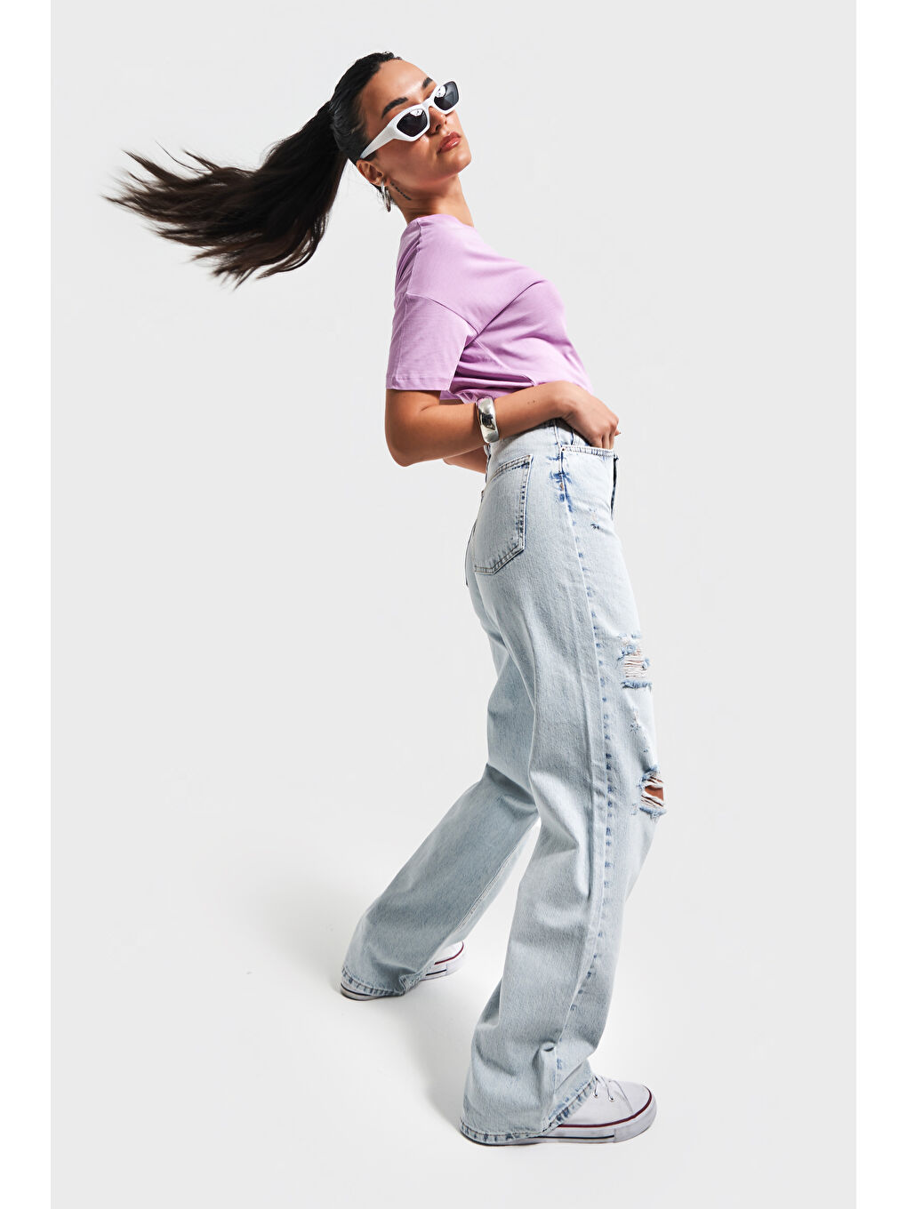 Mavi Kadın Snow Jean Rengi 12S5-100 %100 Pamuk Yırtık Detaylı Straight Fit Yüksek Bel Denim-3