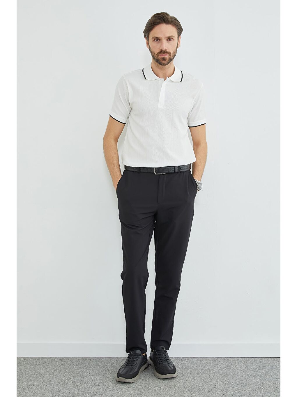 Siyah Beli Bağcıklı Lastikli Pantolon-1