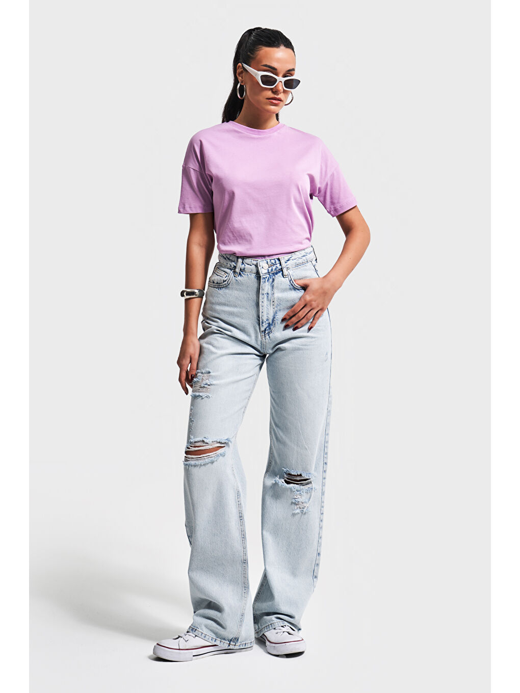 Mavi Kadın Snow Jean Rengi 12S5-100 %100 Pamuk Yırtık Detaylı Straight Fit Yüksek Bel Denim-1