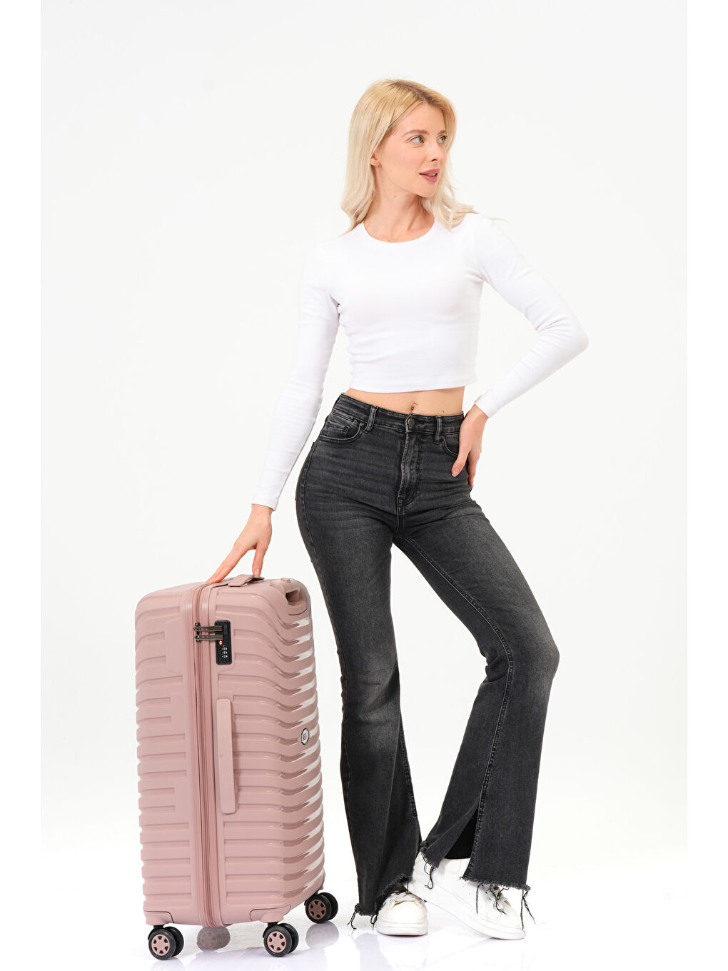 Pembe Orta Boy Pudra PP Valiz