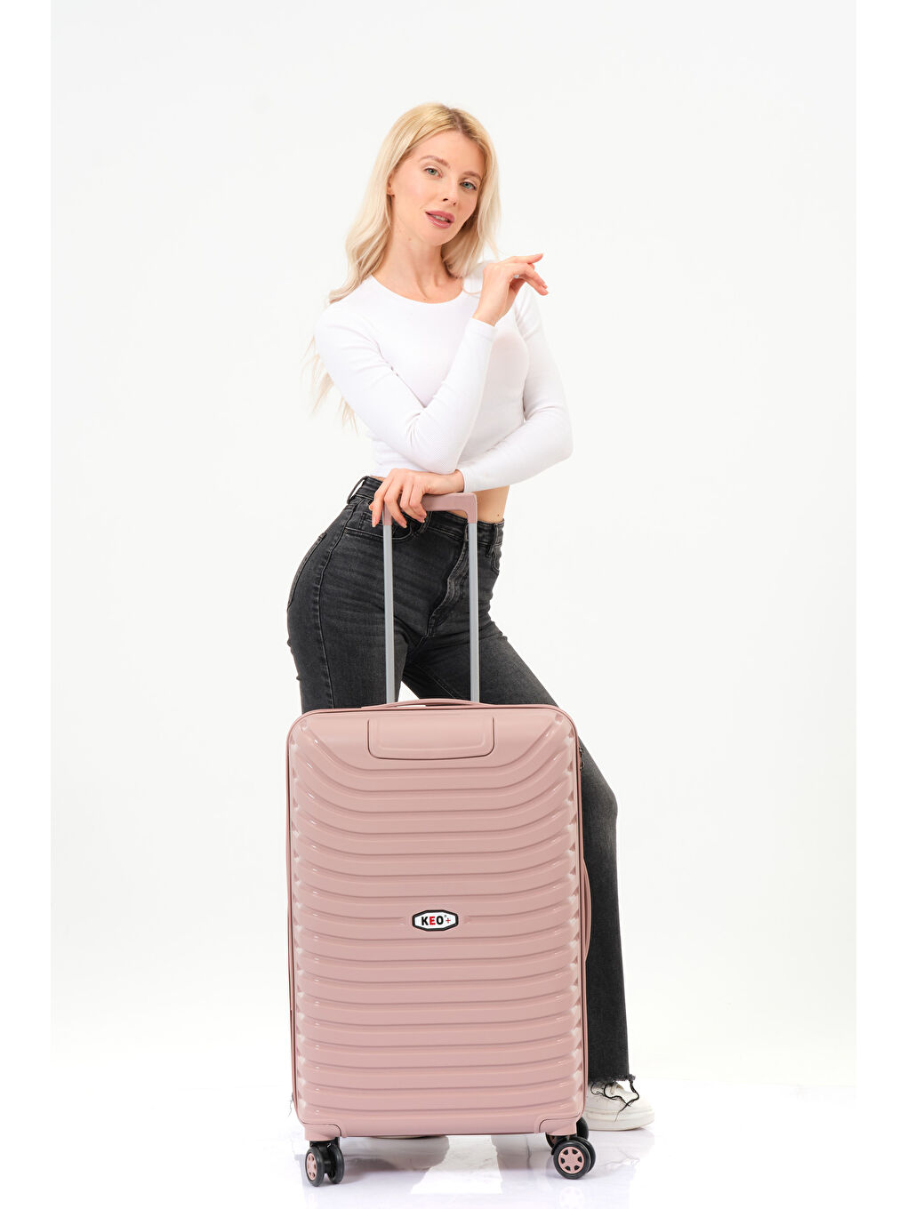 Pembe Orta Boy Pudra PP Valiz-4