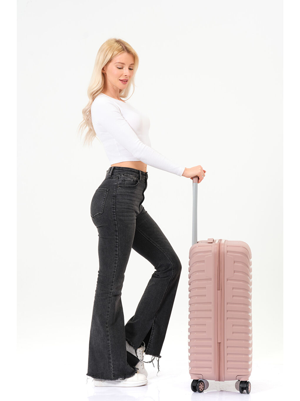 Pembe Orta Boy Pudra PP Valiz-5