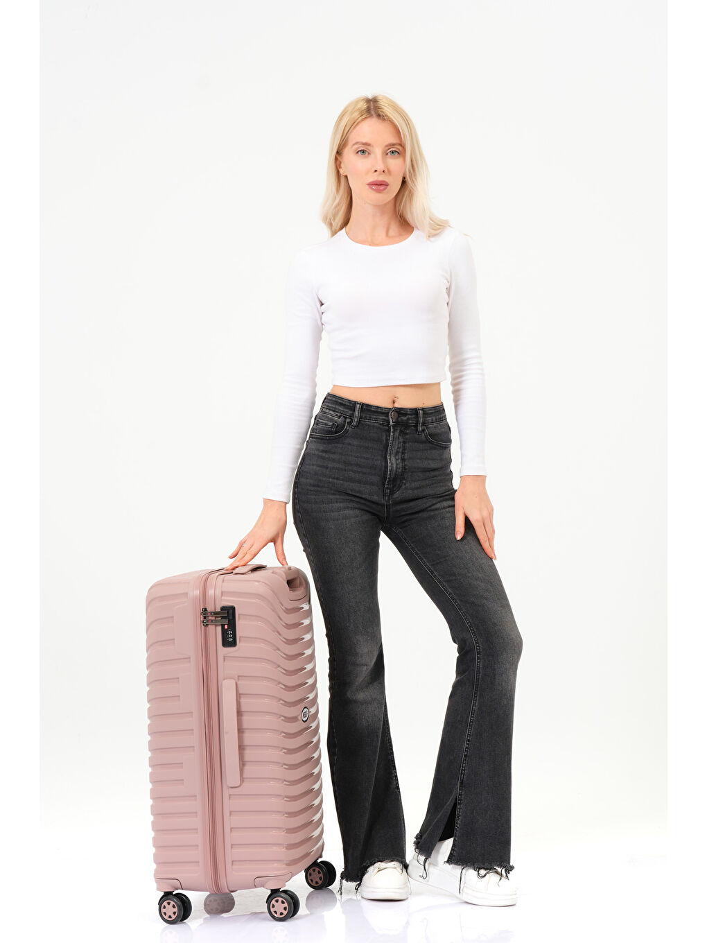 Pembe Orta Boy Pudra PP Valiz-9