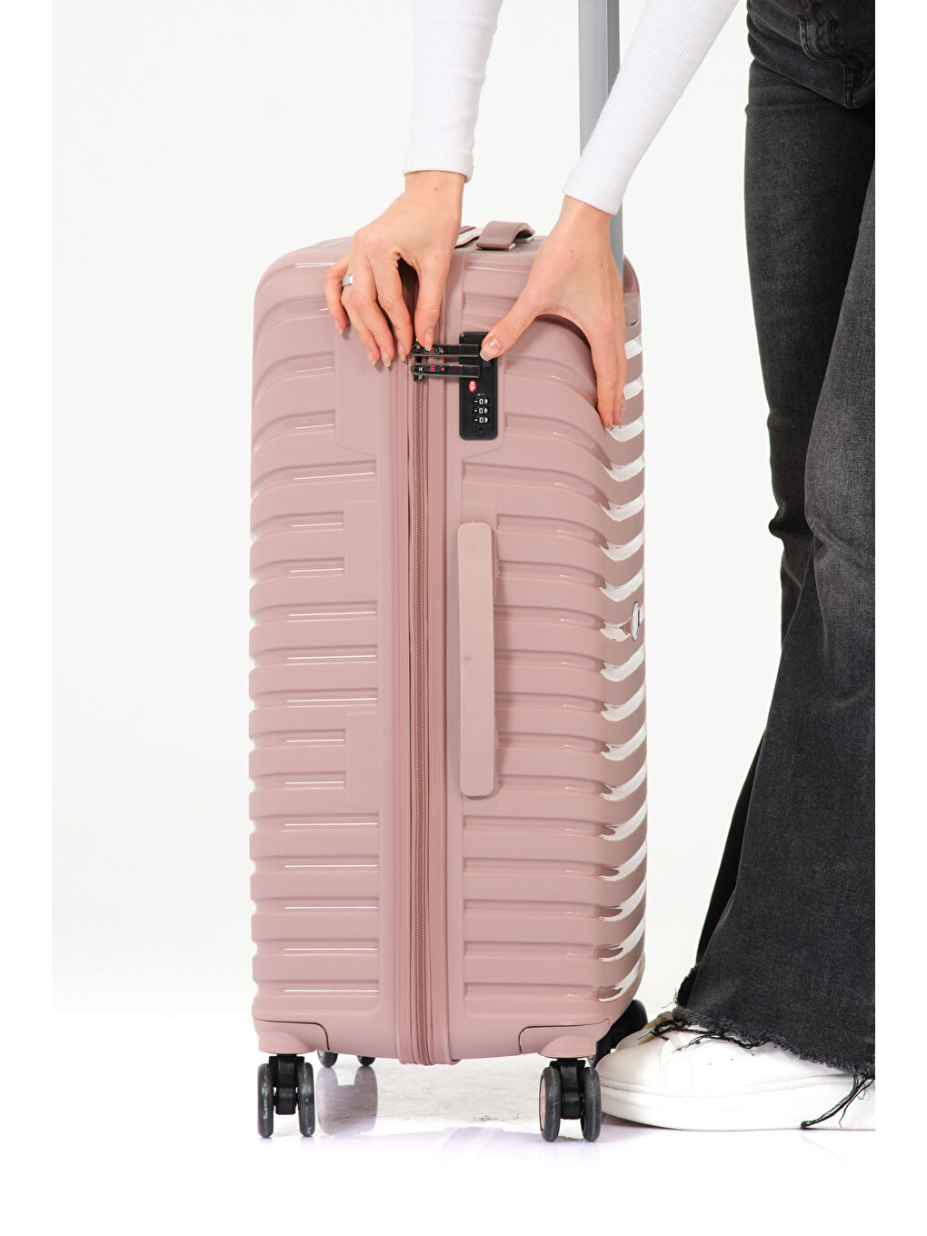 Pembe Orta Boy Pudra PP Valiz-11