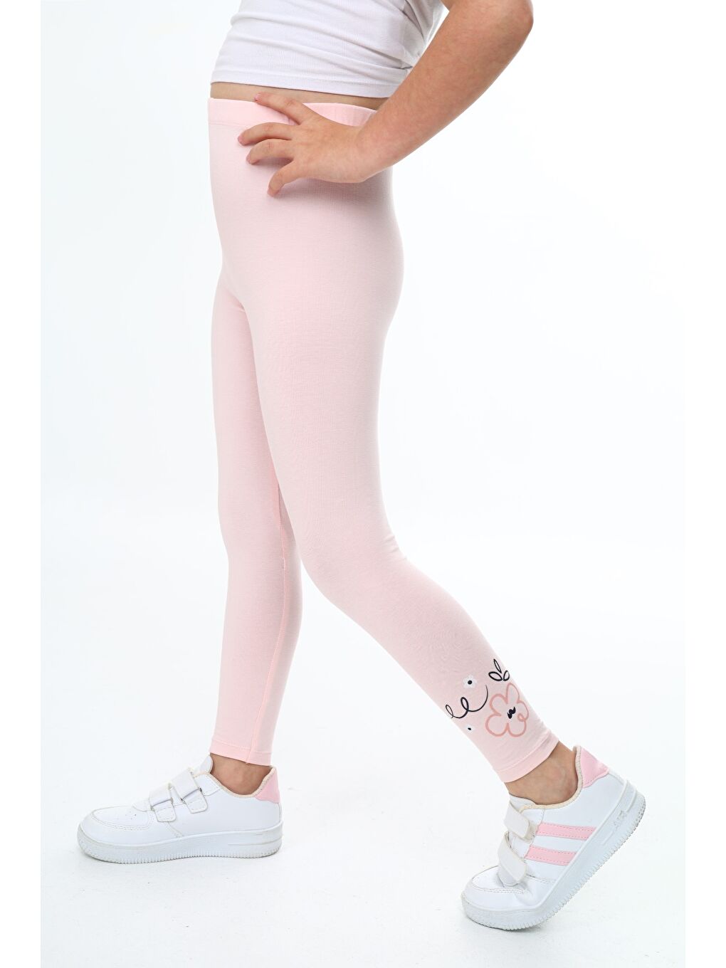 Pembe Kız Çocuk Baskılı Tayt-1