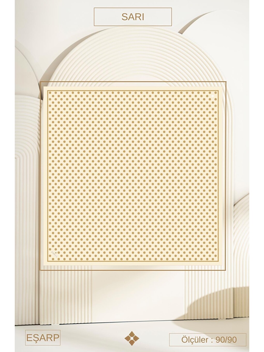 Sarı Puantiye Desen Soft Eşarp-1