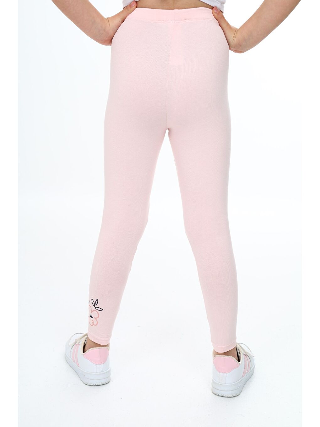 Pembe Kız Çocuk Baskılı Tayt-2