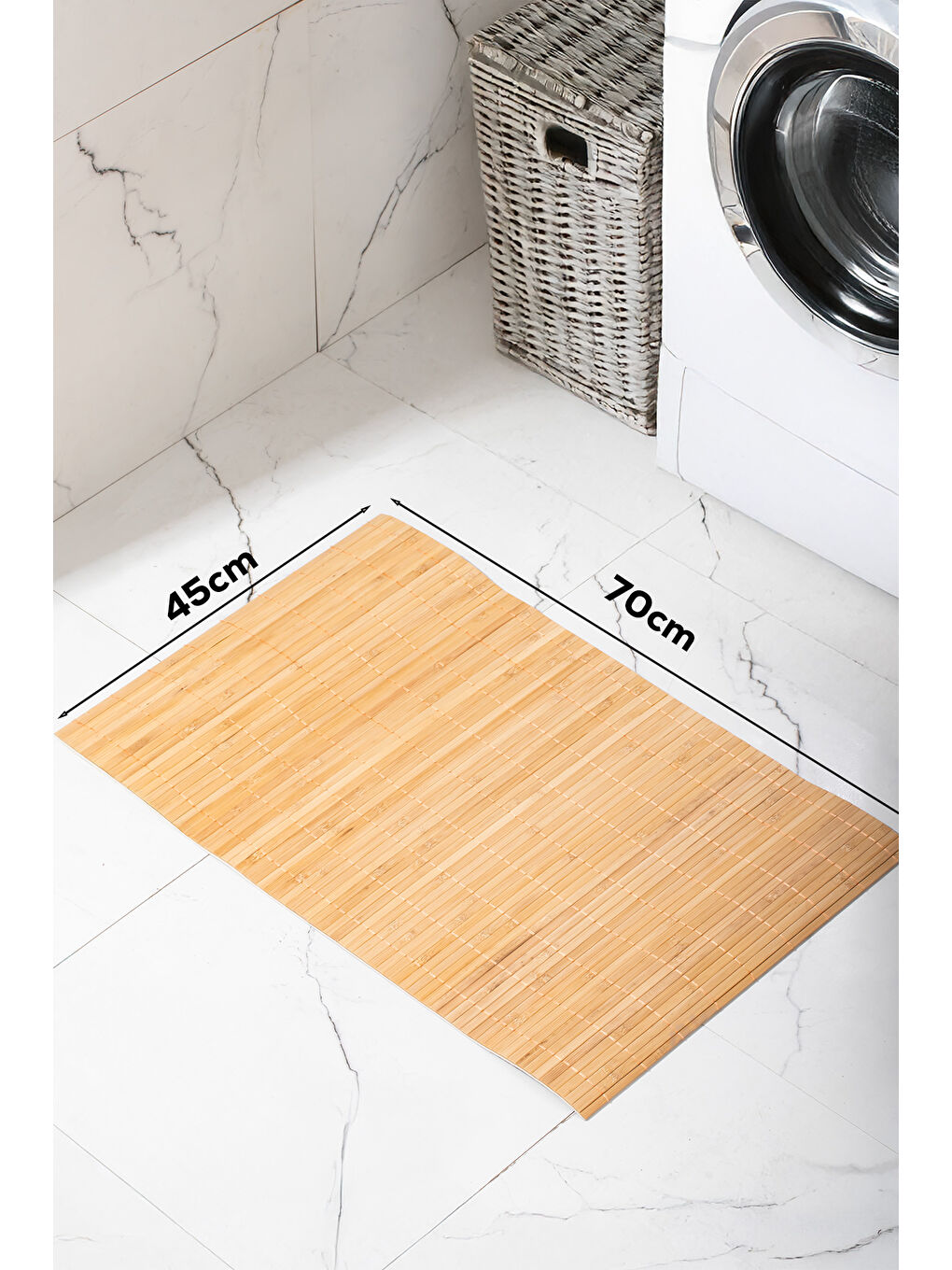 Pbt-374 Ahşap Bambu Paspas Kaymaz Banyo Matı 45x70cm-2