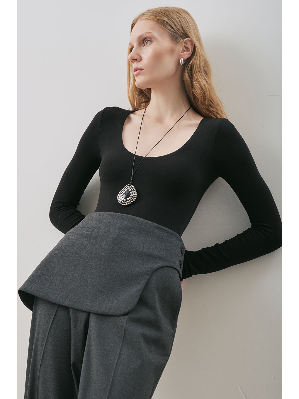 Klasik Kesim Kumaş Pantolon Antrasit-1