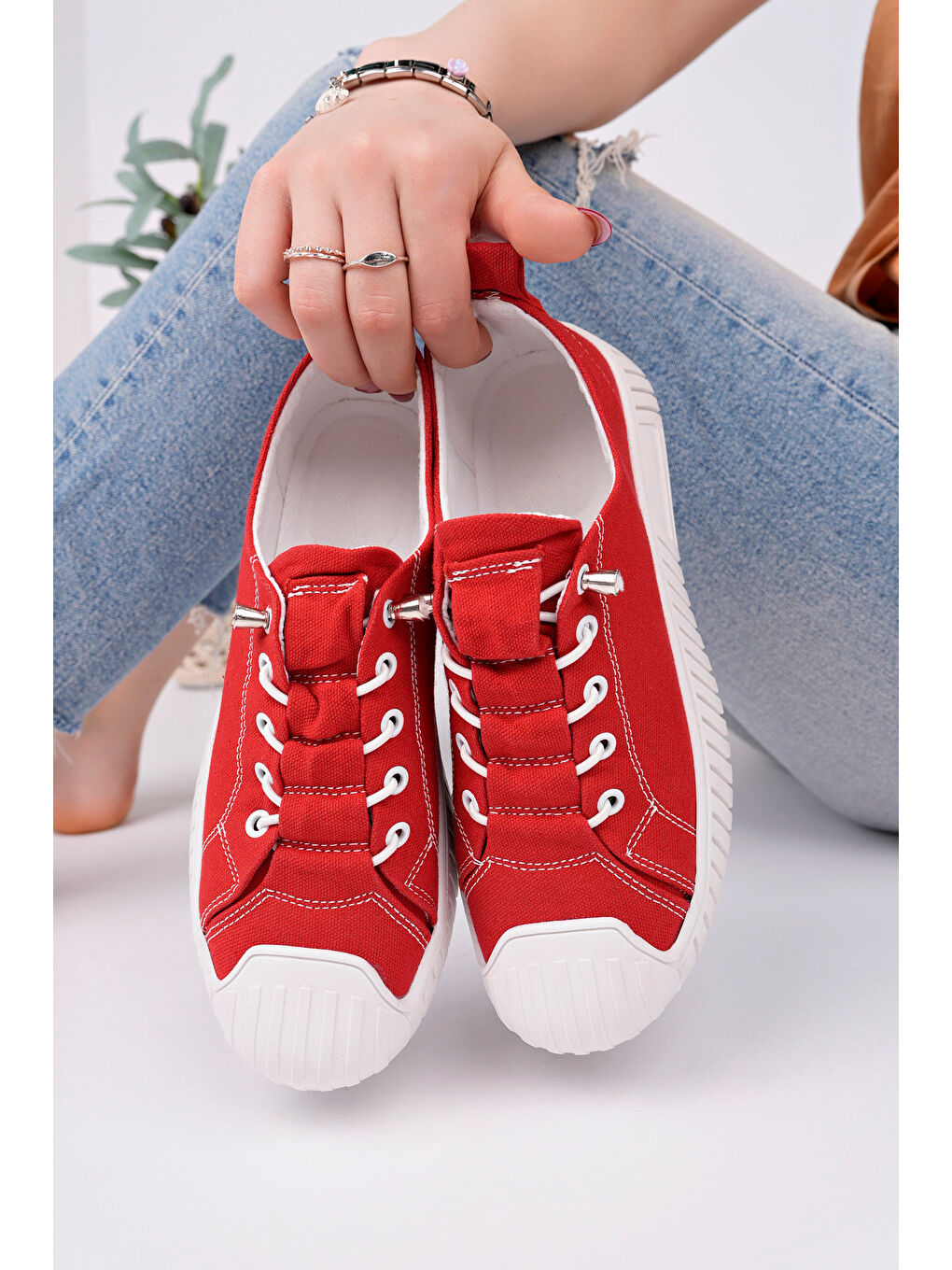 Kırmızı Kadın Sneaker Günlük Ayakkabı-1