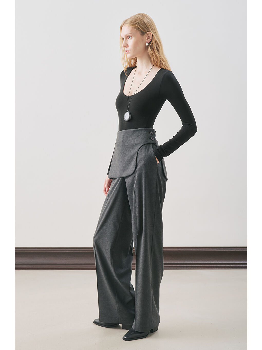 Klasik Kesim Kumaş Pantolon Antrasit-2