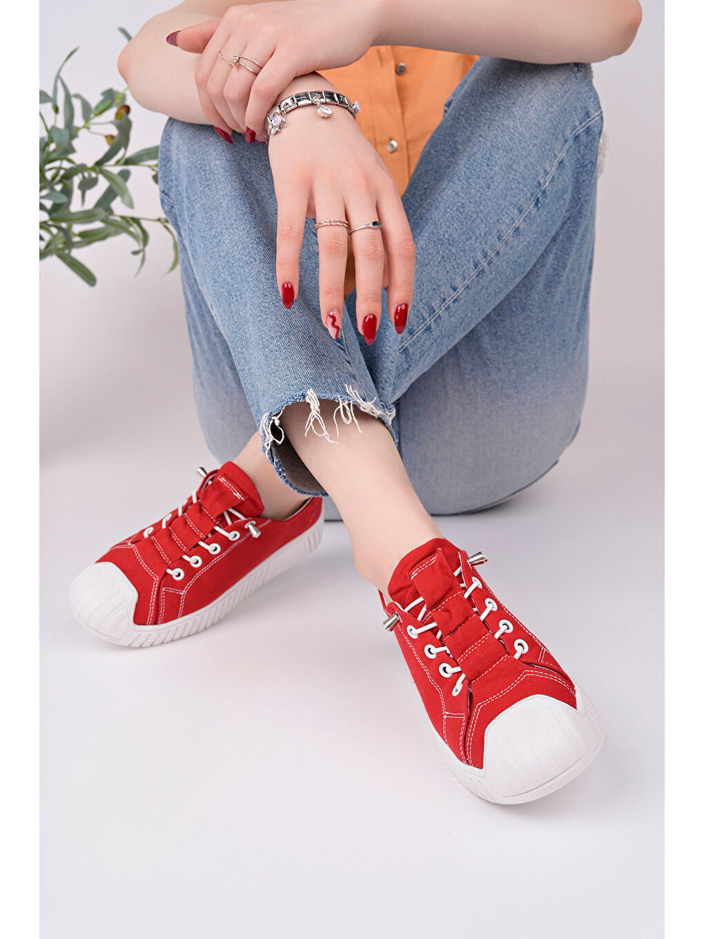 Kırmızı Kadın Sneaker Günlük Ayakkabı-2